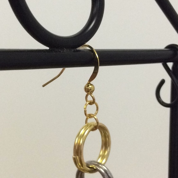 14K Gold & Black Leather Earrings - Picture 4 of 5